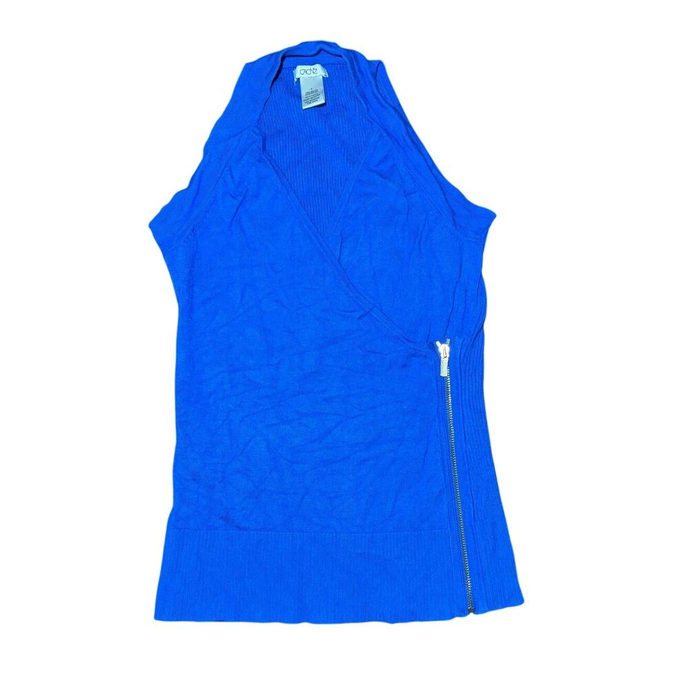 Cache Women's Blue Halter Top Zipper Size Small